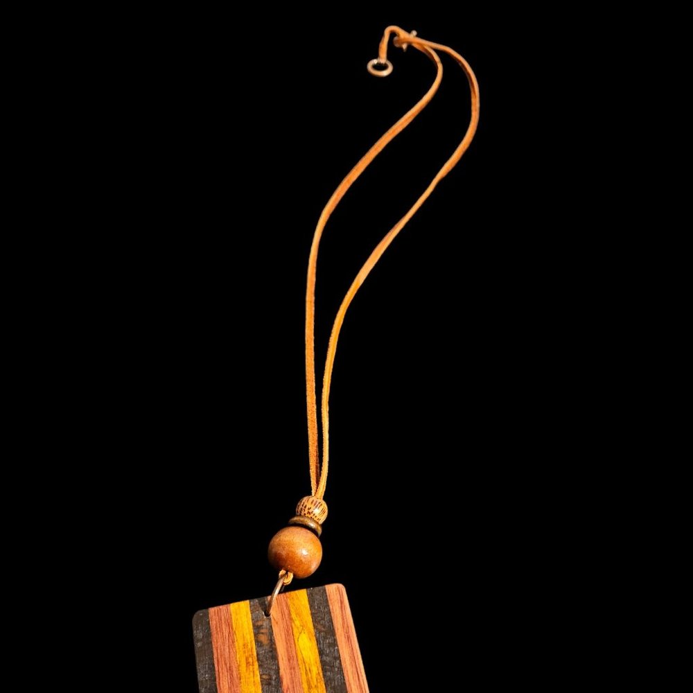 21 INCH MULTI COLORED WOOD CUTTING BOARD STYLE NECKLACE
